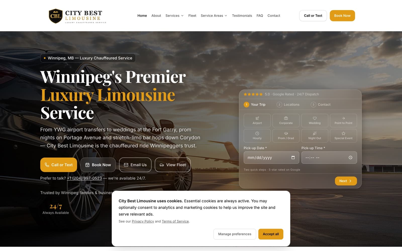 City Best Limousine website, built by Datawired